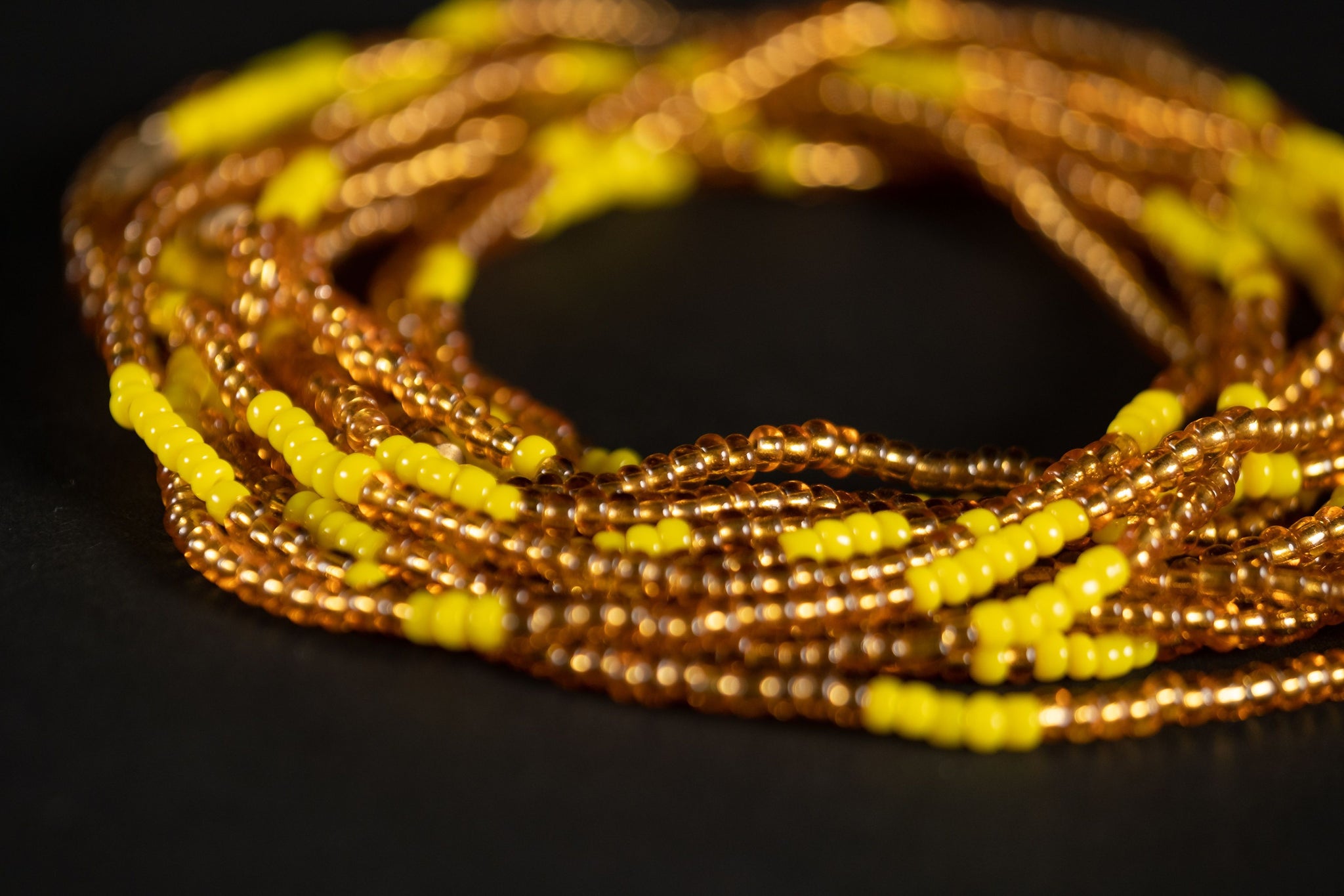 Waist Beads / Afrikanische Taillenkette - ESOSA - Gelb (elastisch)