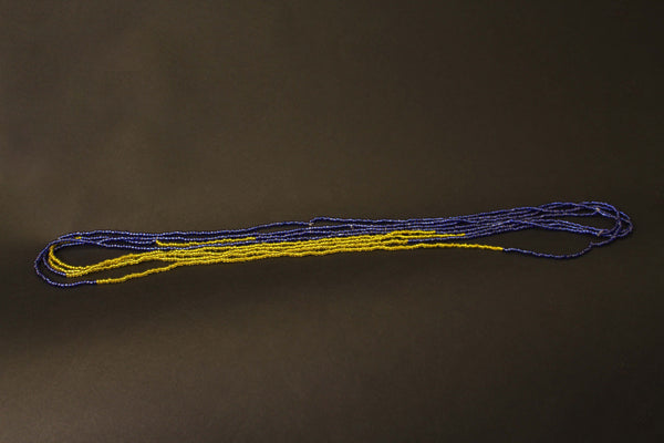 Waist Beads / Afrikanische Taillenkette - ABEHE - Blau / gelb-grün (elastisch)