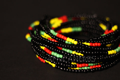 Waist Beads / Afrikanische Taillenkette - ITOHAN- Schwarze mehrfarbig (elastisch)