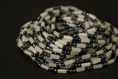 Waist Beads / Afrikanische Taillenkette - OTASOWIE - Grau (elastisch)
