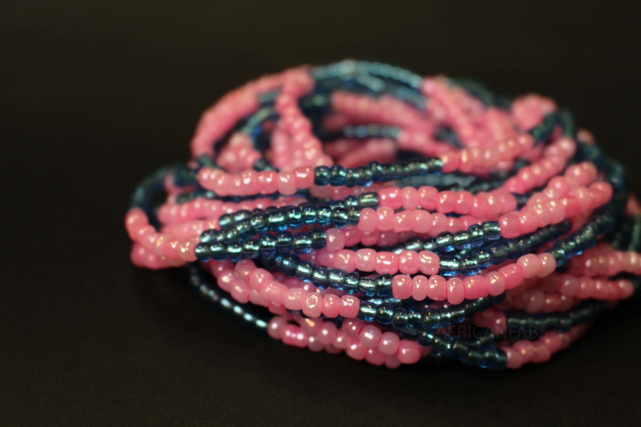 Waist Beads / Afrikanische Taillenkette - ADODO - Blau / Rosa (elastisch)