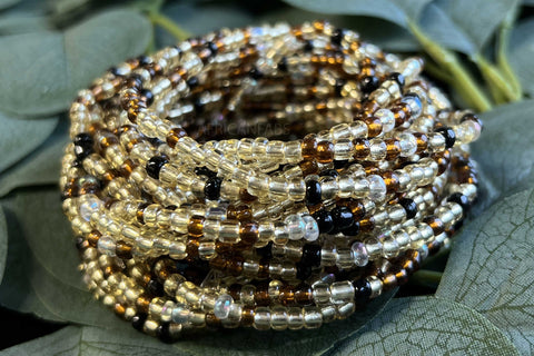 Waist Beads / Afrikanische Taillenkette - ABETU - Braun (elastisch)