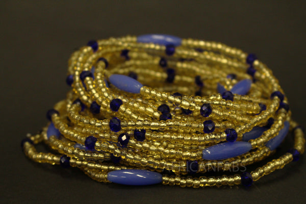 Waist Beads / Afrikanische Taillenkette - AMADIN - Blau (elastisch)