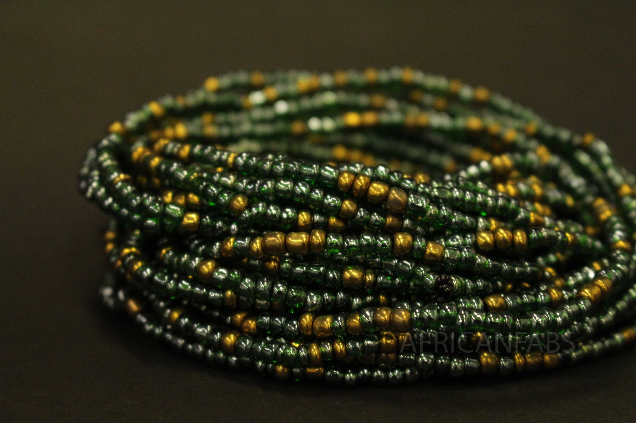 Waist Beads / Afrikanische Taillenkette - AKPATA- Grün (elastisch)