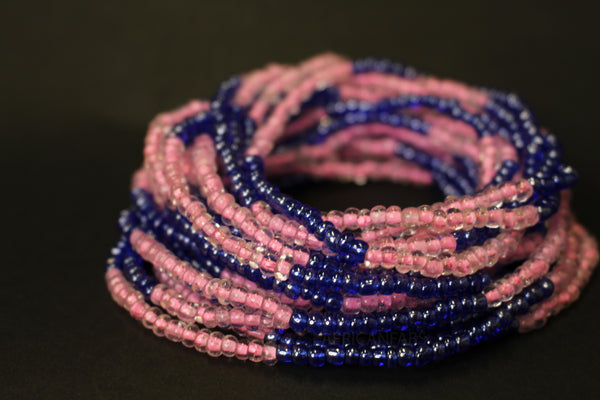 Waist Beads / Afrikanische Taillenkette - ADODO - Lila / Rosa (elastisch)