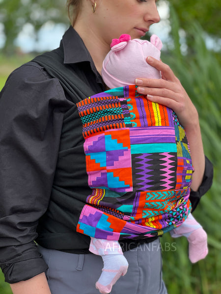 Babytragetuch mit afrikanischem Print / Baby sling / Tragetuch - Lila / Rosa Kente