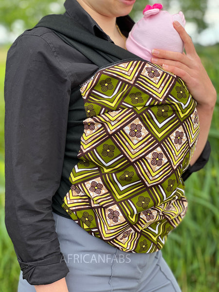 Babytragetuch mit afrikanischem Print / Baby sling / Tragetuch - Grün / Gelb