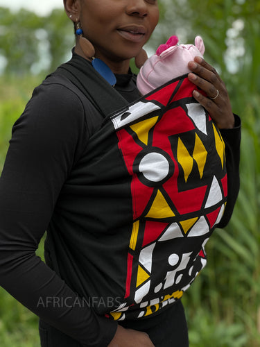 Babytragetuch mit afrikanischem Print / Baby sling / Tragetuch - Samakaka Rot