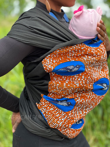 Babytragetuch mit afrikanischem Print / Baby sling / Tragetuch - Speed bird Orange
