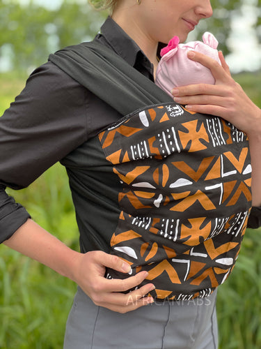Babytragetuch mit afrikanischem Print / Baby sling / Tragetuch - Braun Mud / bogolan