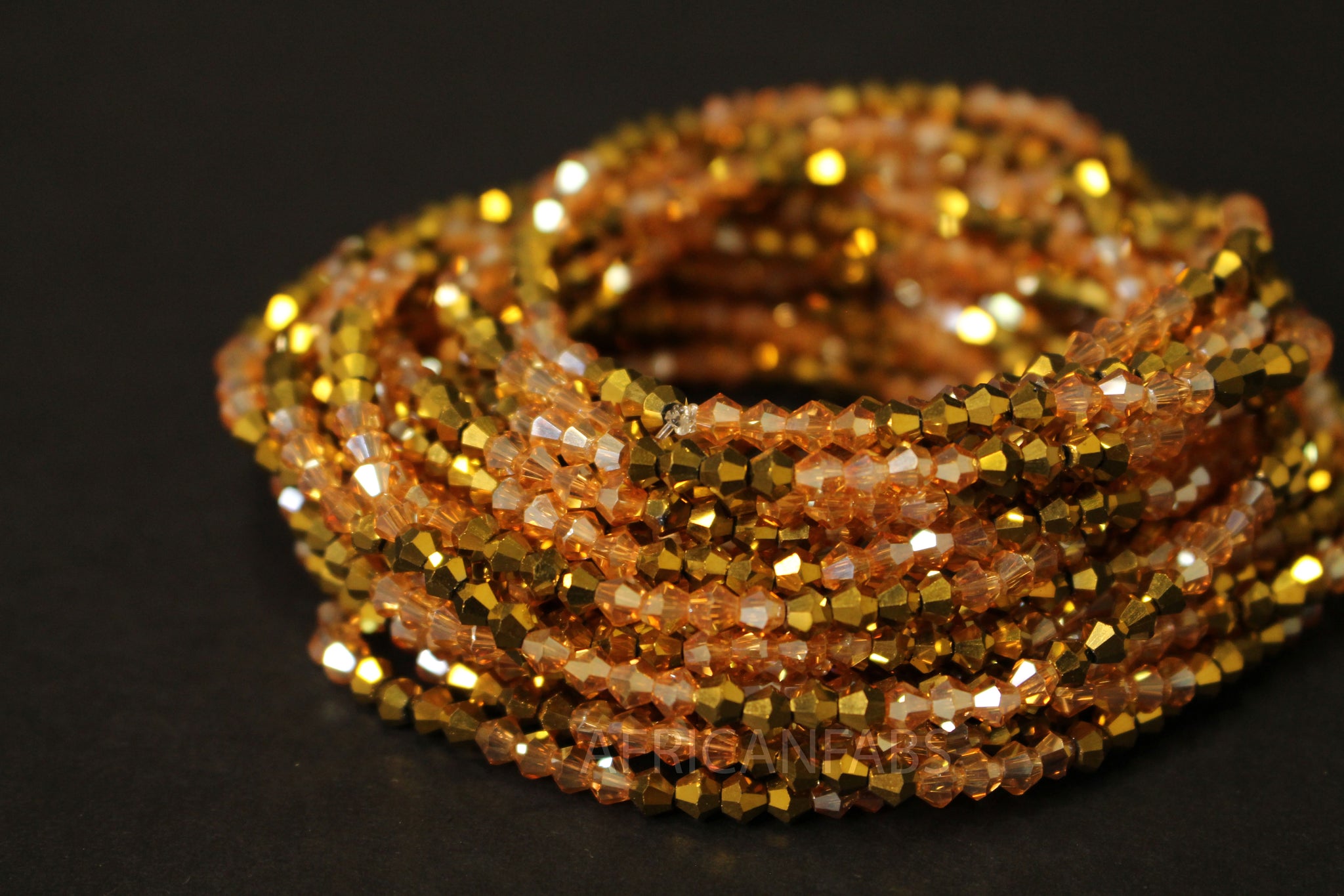 Waist Beads / Afrikanische Taillenkette - IZIEGBE - Gold crystal (elastisch)