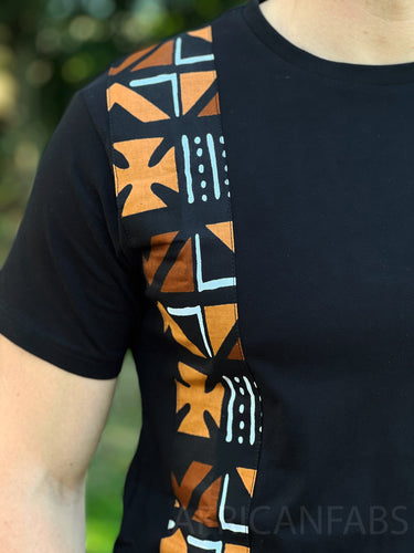 T-Shirt mit afrikanischem Druck - braun Bogolan Reifen