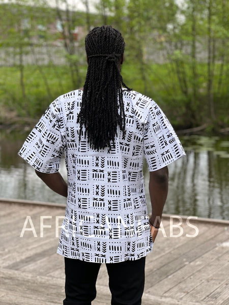 Dashiki Shirt / Dashiki Kleid - Bogolan Weiss  - Afrikanisches Top - Unisex