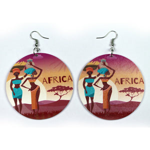 Afrikanische große ethnische Tropfenohrringe | 2 afrikanische Damen