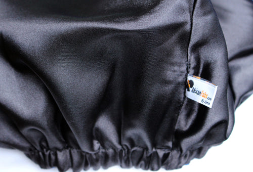 Easy headwrap / einfaches Kopftuch - Satinfutter - Schwarz Gelb Ndop Kamerun