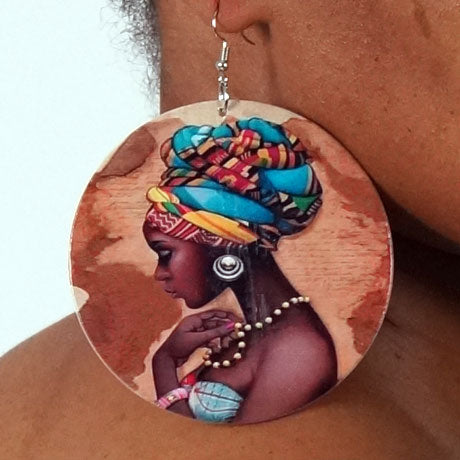 Afrika inspirierte Ohrringe aus Holz | Afrikanische Frau ( 2 Größen )