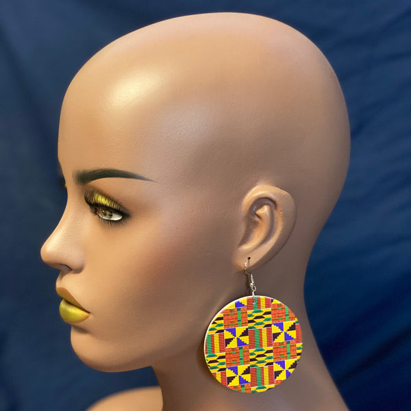 Orange / Gelbe kente print Oorbellen - Afrikanische Kente-Ohrringe