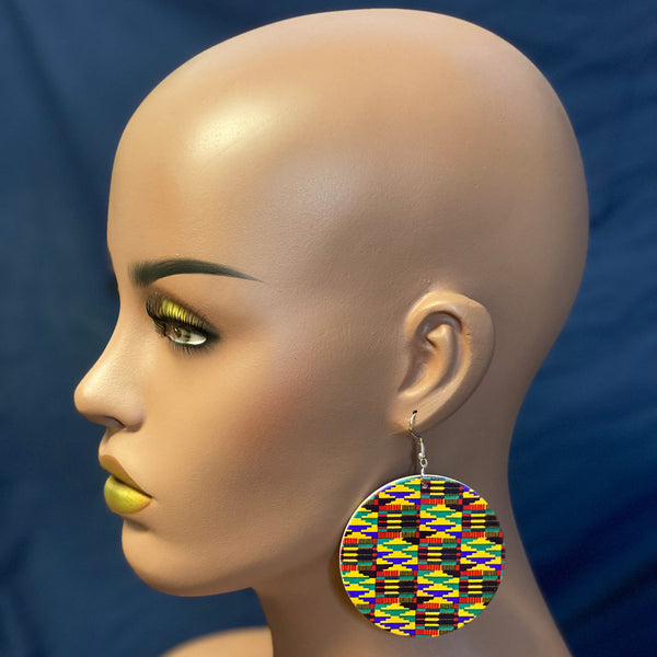 Schwarz / Grüne kente print Oorbellen - Afrikanische Kente-Ohrringe