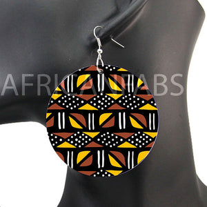 Braun / Gelbe Bogolan - Afrikanische Ohrringe