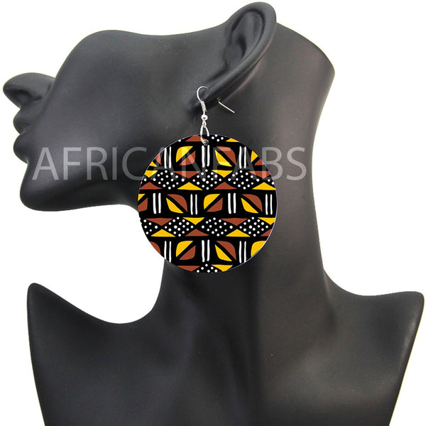 Braun / Gelbe Bogolan - Afrikanische Ohrringe