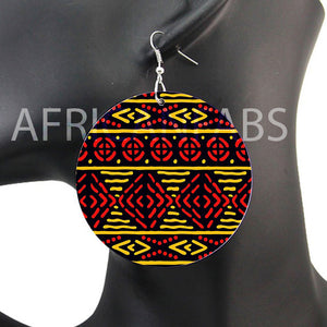 Rot / Gelbe Bogolan - Afrikanische Ohrringe