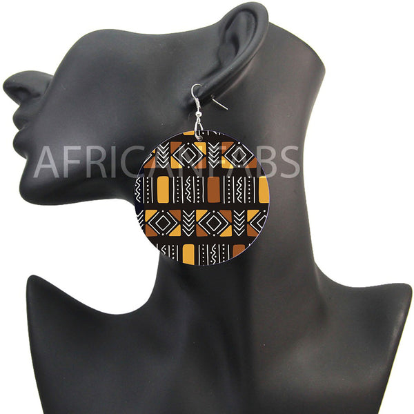 Schwarze / Braune Bogolan - Afrikanische Ohrringe
