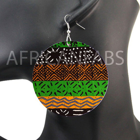 Schwarz / Grüne Bogolan - Afrikanische Ohrringe