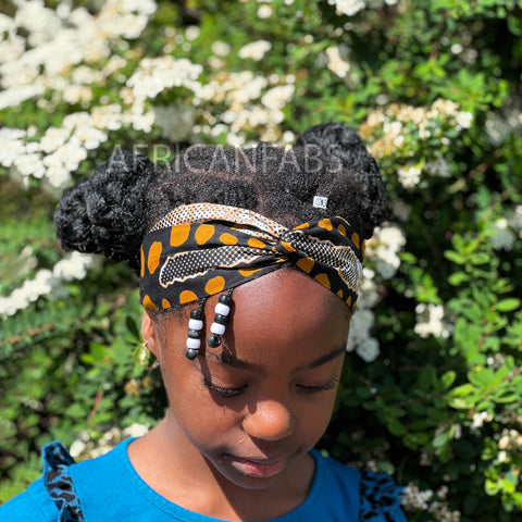Haarband / Stirnband / Kopfband für Kinder in Afrikanischer Print - Braun / Schwarz