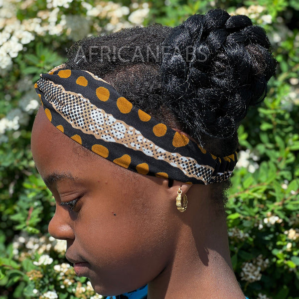 Haarband / Stirnband / Kopfband für Kinder in Afrikanischer Print - Braun / Schwarz