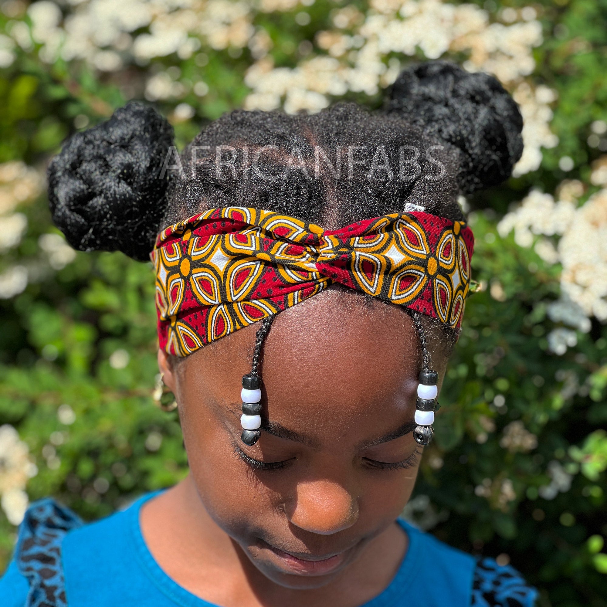Haarband / Stirnband / Kopfband für Kinder in Afrikanischer Print - Rot royal patterns