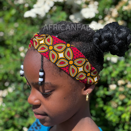 Haarband / Stirnband / Kopfband für Kinder in Afrikanischer Print - Rot royal patterns
