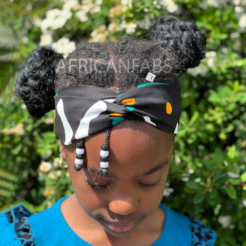 Haarband / Stirnband / Kopfband für Kinder in Afrikanischer Print - Grün Mud