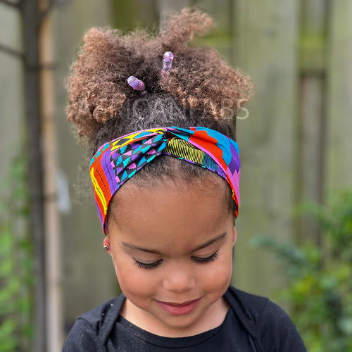Haarband / Stirnband / Kopfband für Kinder in Afrikanischer Print - Mehrfarbig Kente