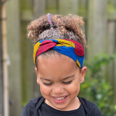 Haarband / Stirnband / Kopfband für Kinder in Afrikanischer Print - Blau Santana VLISCO