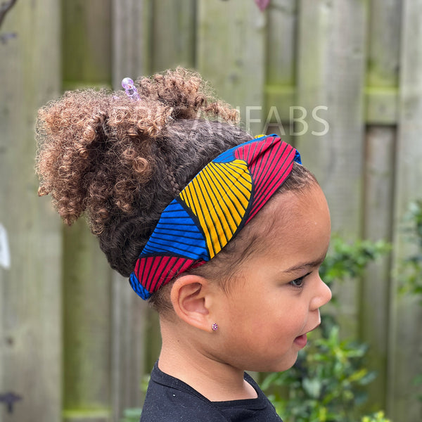 Haarband / Stirnband / Kopfband für Kinder in Afrikanischer Print - Blau Santana VLISCO