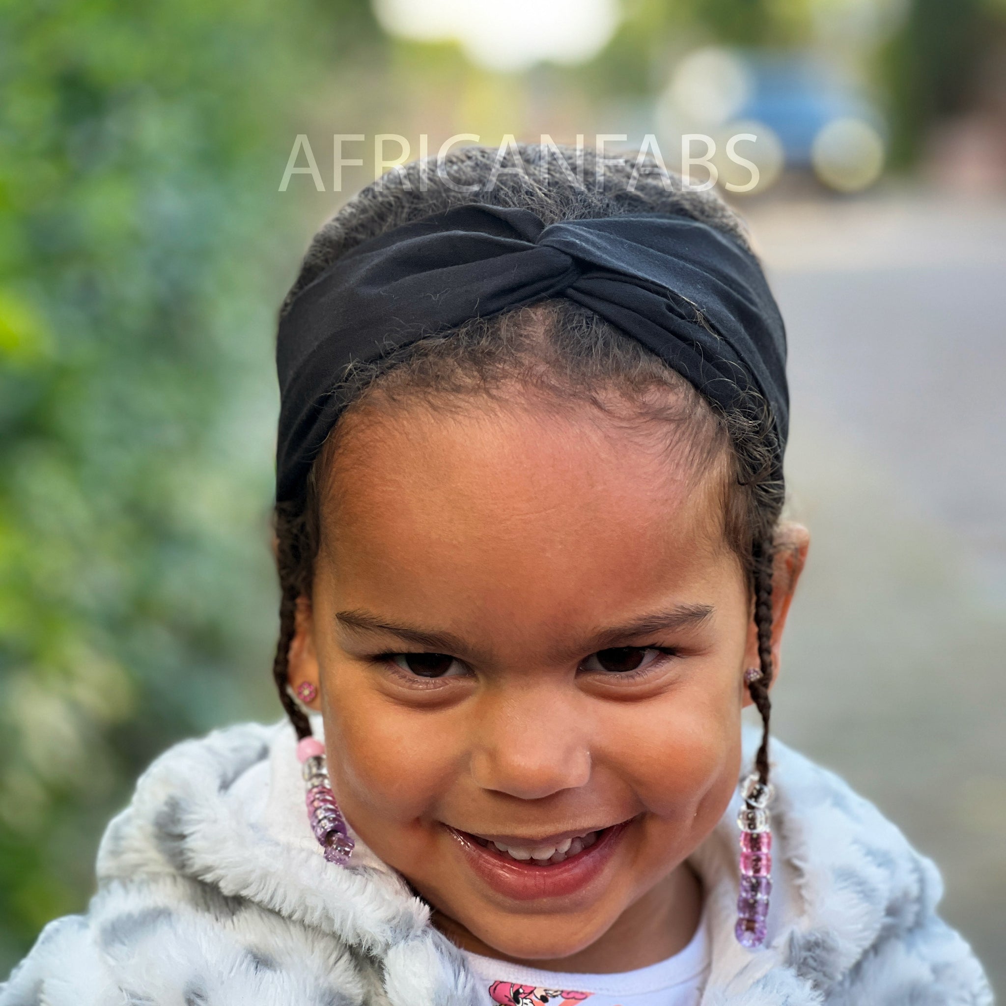 Haarband / Stirnband / Kopfband für Kinder in Afrikanischer Print - Schwarz