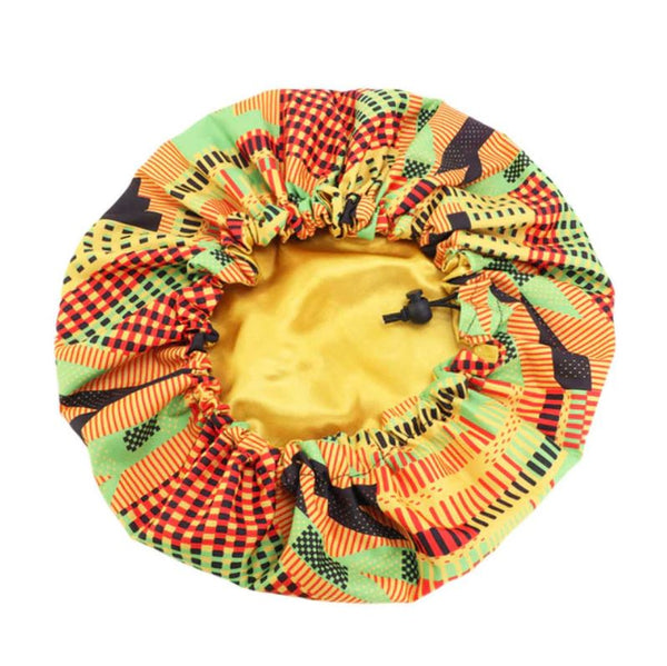 Afrikanischer Kente Print Schlafhaube ( Größe für Kinder 3-7 Jahre alt ) Satin Hair Bonnet