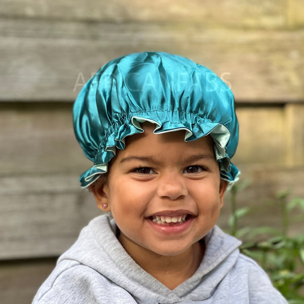 Grün Satin bonnet / Schlafhaube ( Größe für Kinder 3-7 Jahre alt ) / Kinder Hair Bonnet / Satin bonnet