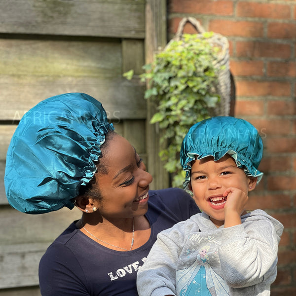 Grün Satin bonnet / Schlafhaube (Mutter + Tochter / Mommy & Me ) Kinder Hair Bonnet / Satin bonnet