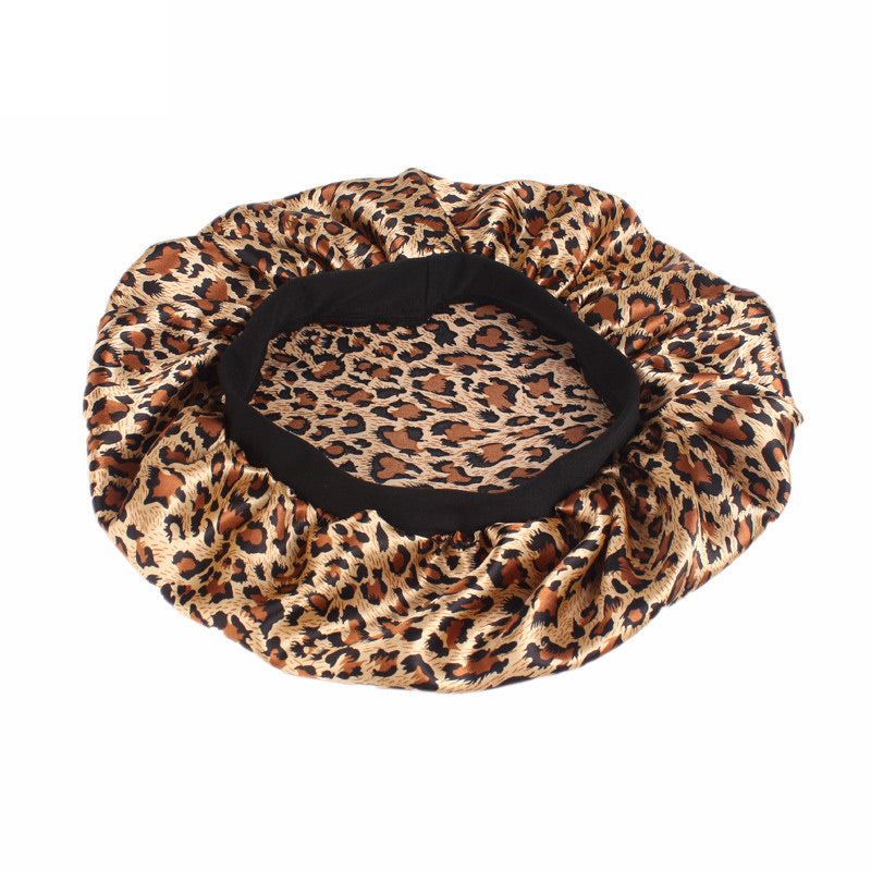 Leopard print Satin bonnet / Schlafhaube / Hair Bonnet / Nachtmütze zum Schlafen