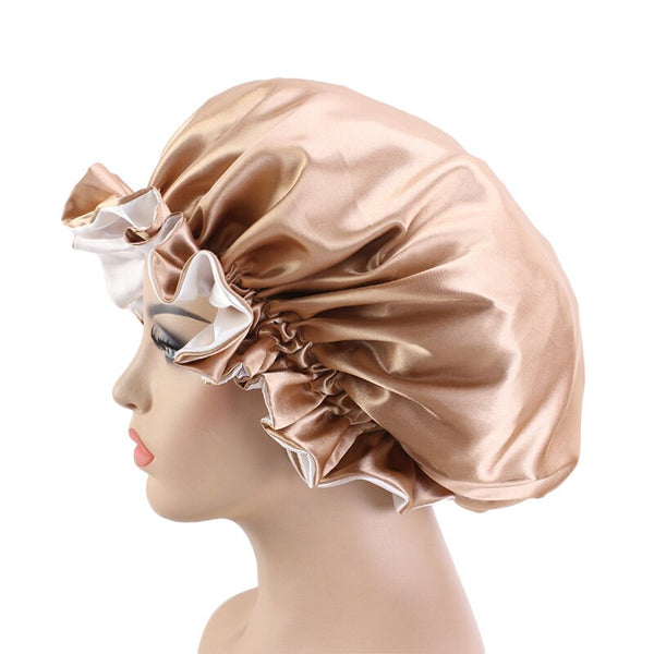 Kaki Satin bonnet / Schlafhaube mit Krempe / Umkehrbares Hair Bonnet / Satin bonnet / Nachtmütze zum Schlafen