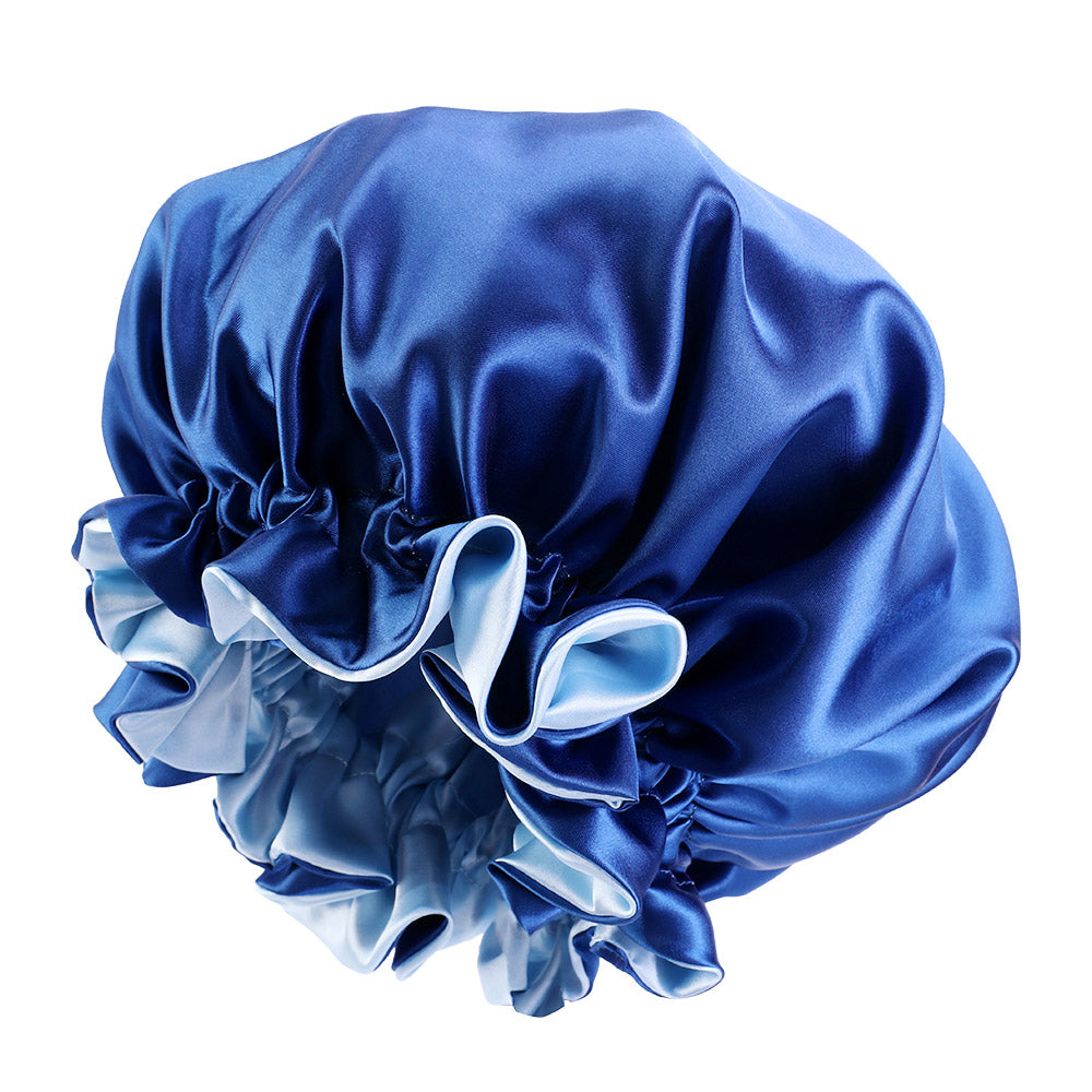 Blau Satin bonnet / Schlafhaube mit Krempe / Umkehrbares Hair Bonnet / Satin bonnet / Nachtmütze zum Schlafen