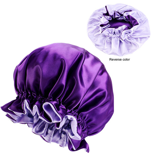 Lila Satin bonnet / Schlafhaube mit Krempe / Umkehrbares Hair Bonnet / Satin bonnet / Nachtmütze zum Schlafen