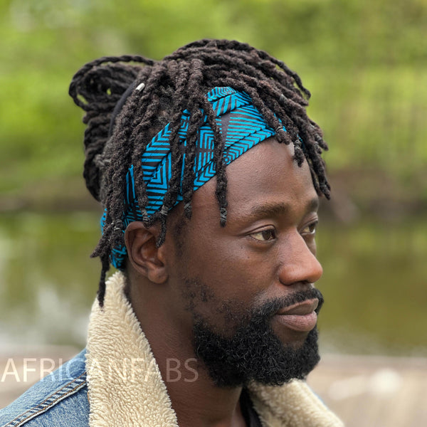 Haarband / Stirnband / Kopfband in Afrikanischer Print - Unisex Erwachsene - Blau
