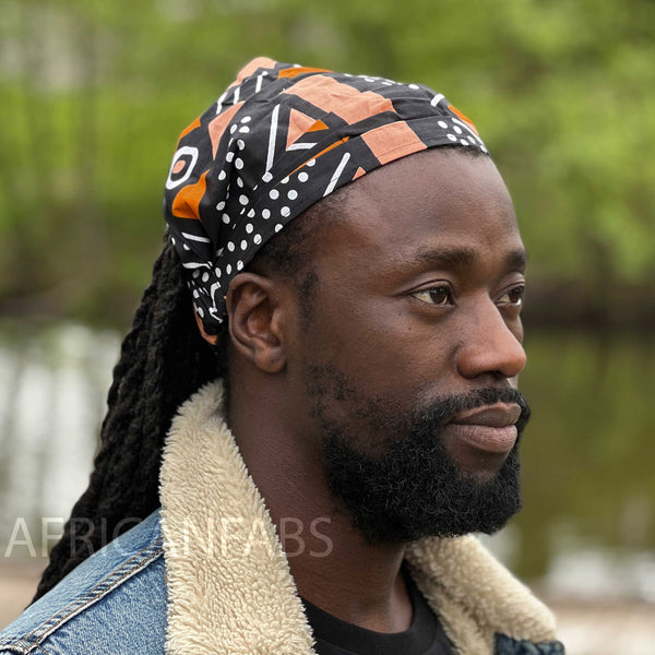 Haarband / Stirnband / Kopfband in Afrikanischer Print - Unisex Erwachsene - Pfirsich bogolan