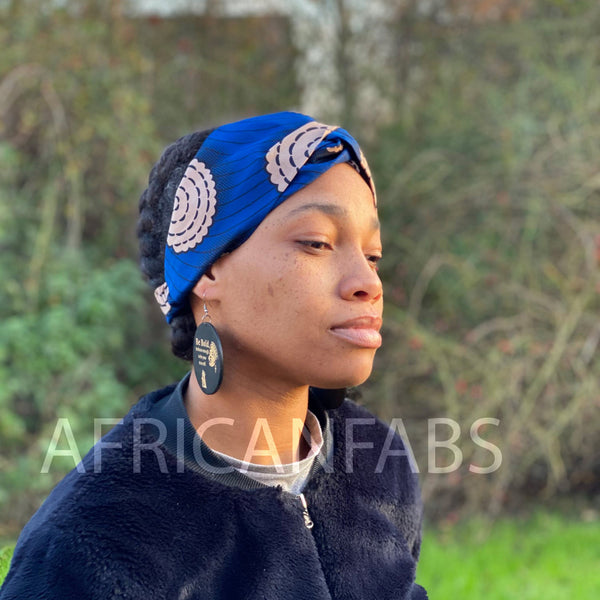 Haarband / Stirnband / Kopfband in Afrikanischer Print - Erwachsene - Blau