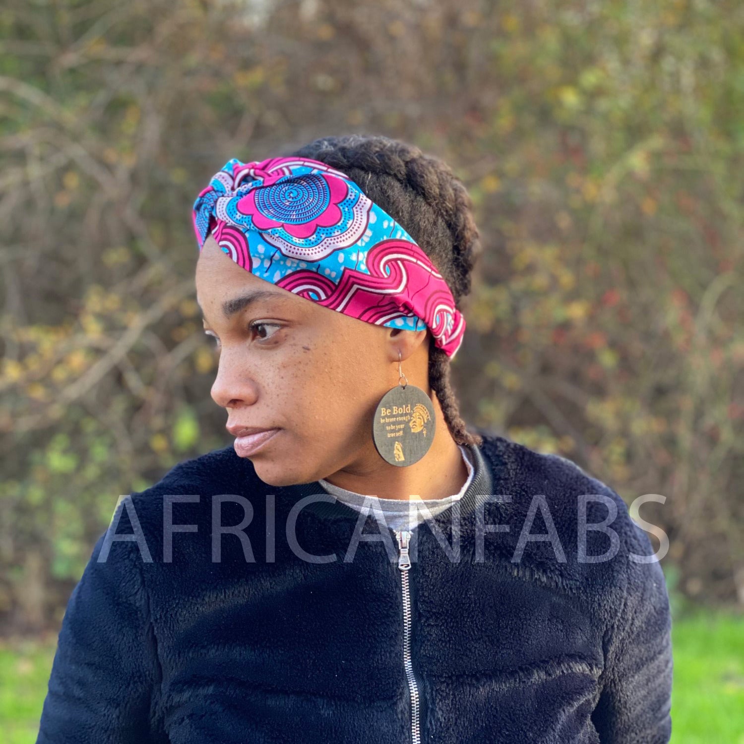 Haarband / Stirnband / Kopfband in Afrikanischer Print - Erwachsene - Blau / Rosa