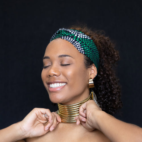 Haarband / Stirnband / Kopfband in Afrikanischer Print - Grün diamonds