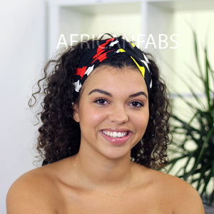Haarband / Stirnband / Kopfband in Afrikanischer Print - Schwarz / rot