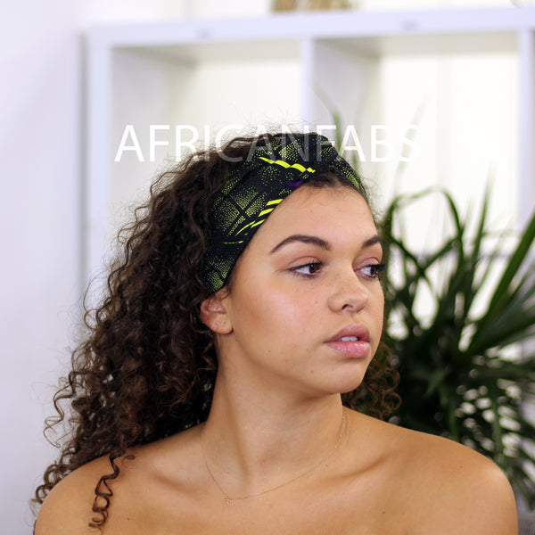 Haarband / Stirnband / Kopfband in Afrikanischer Print - Grün / Lila VLISCO